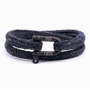 NEW PIG & HEN men's salty steve bracelet in navy/slate gray/black